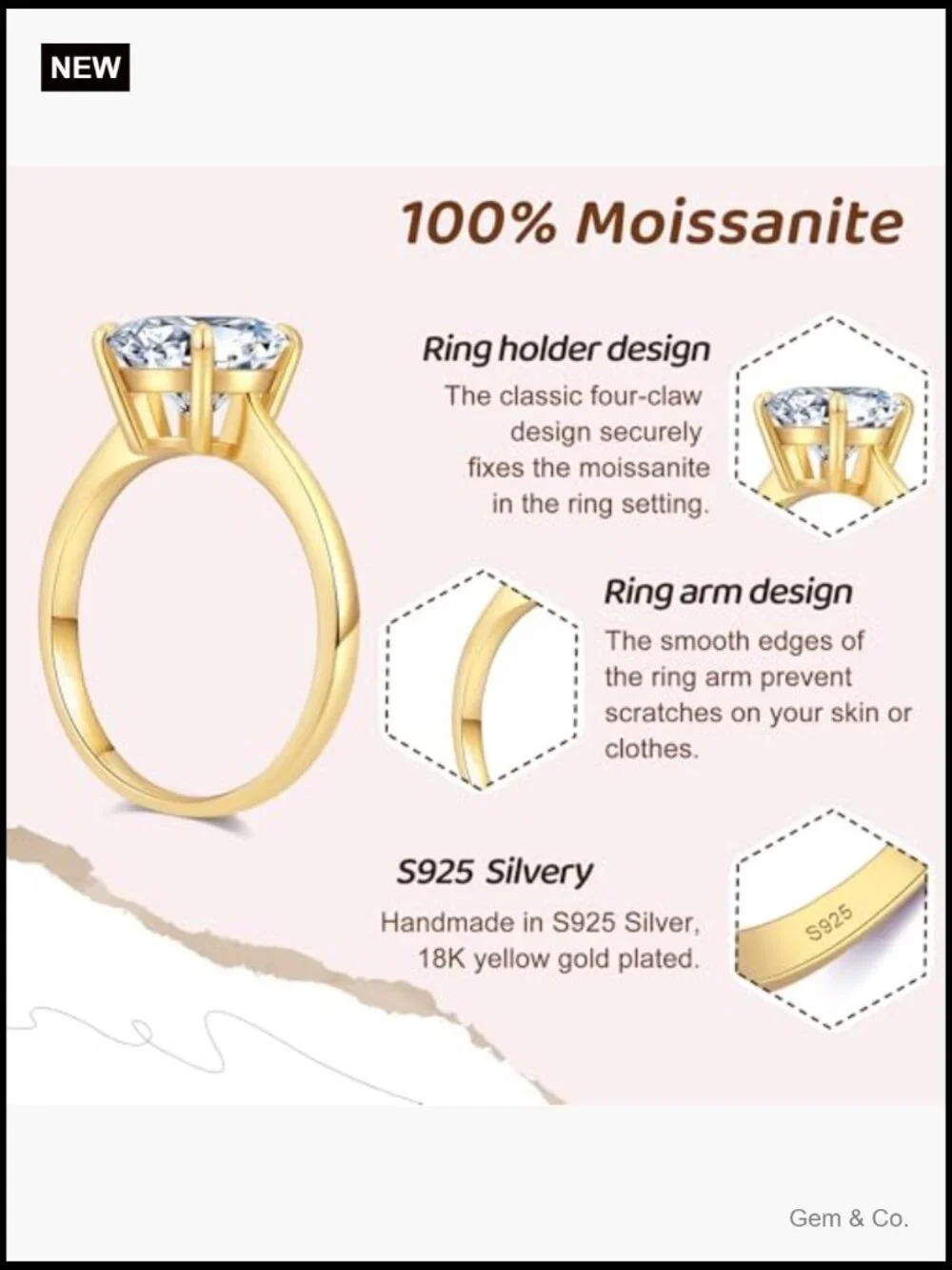 Moissanite Engagement Ring 925 Sterling Silver Plated Wedding Band Solitaire
